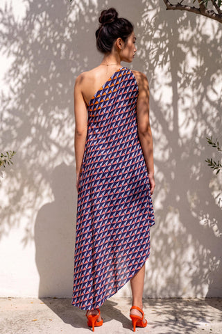 Dress Contemporary Wear - Blue Prism Flow Asymetric by Nautanky