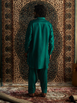 Emerald green pathani kurta and salwar