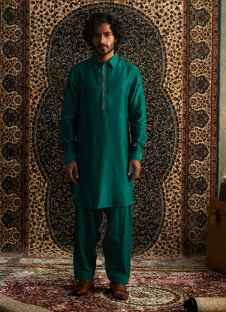 Emerald green pathani kurta and salwar