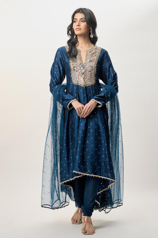 Anarkali set for Indian Wedding – Ria Navy Blue High-Low by Payal Singhal