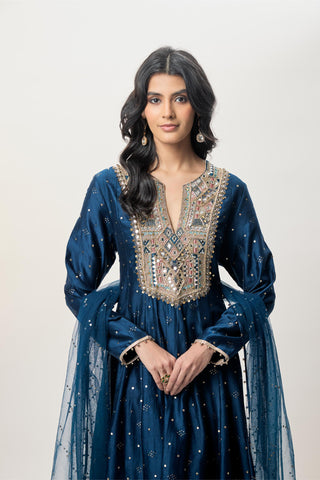 Anarkali set for Indian Wedding – Ria Navy Blue High-Low by Payal Singhal
