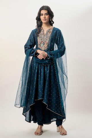 Anarkali set for Indian Wedding – Zarrin Navy Blue High-Low by Payal Singhal