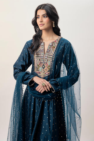 Anarkali set for Indian Wedding – Zarrin Navy Blue High-Low by Payal Singhal