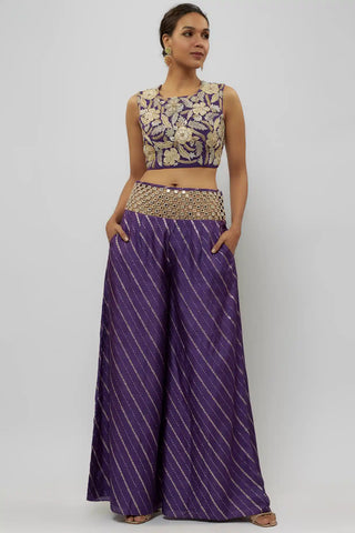 Purple embroidered choli and palazzo