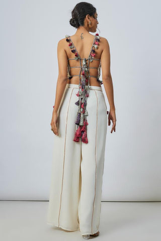 White embroidered choli sharara sets