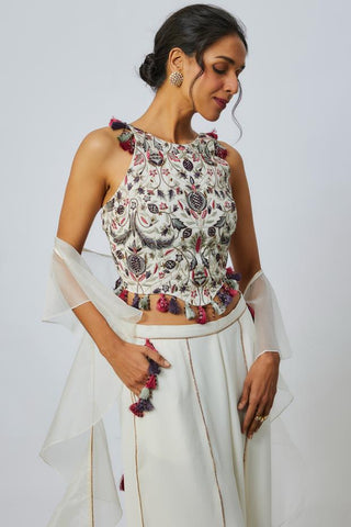 White embroidered choli sharara sets