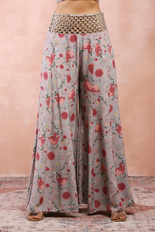 Gray gulbagh print embroidered sharara set