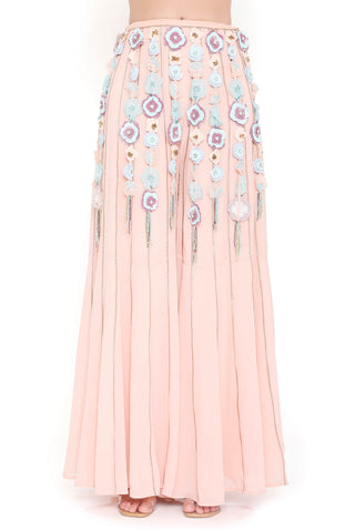 Rose pink embroidered bustier and sharara