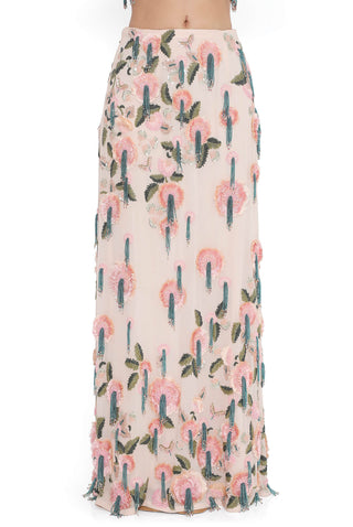 Blush pink embroidered choli with slit skirt