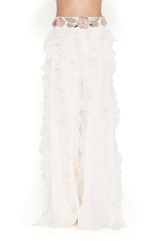 Offwhite embroidered choli and ruffle sharara