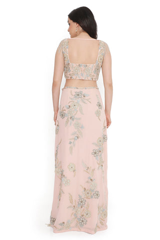 Blush pink embroidered choli with embroidered skirt