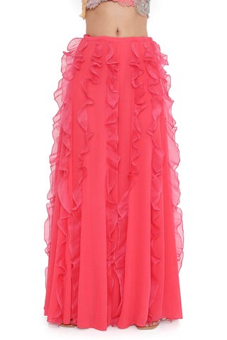 Coral 3d floral embroidered choli and sharara