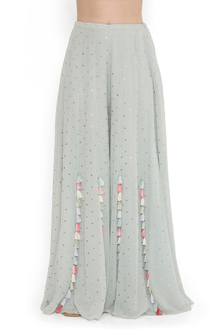 Sea foam embroidered choli with sharara