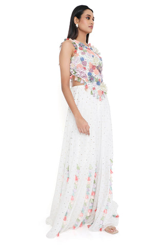 Offwhite embroidered choli with sharara