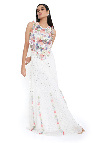 Offwhite embroidered choli with sharara