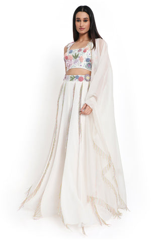 Offwhite embroidered choli and sharara set