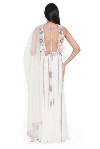 Offwhite embroidered choli and sharara set