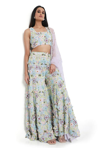 Lavender embroidered sharara set