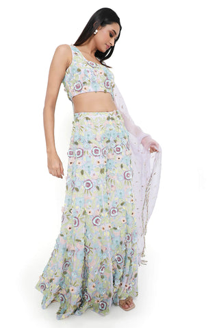 Lavender embroidered sharara set