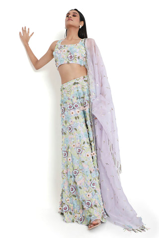 Lavender embroidered sharara set