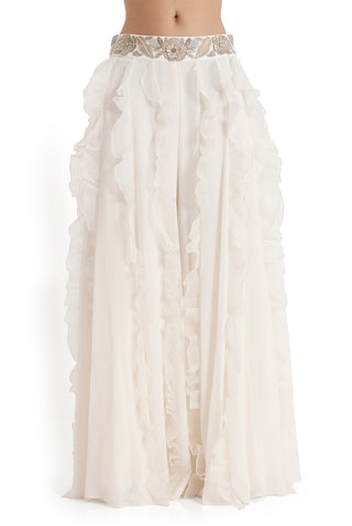 Off-white embroidered ruffle sharara set