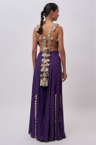 Purple embroidered blouse with sharara