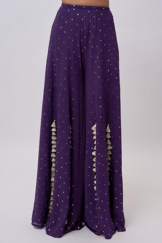 Purple embroidered blouse with sharara