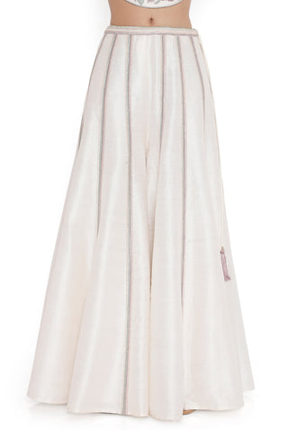 Ivory embroidered dupion silk sharara and choli