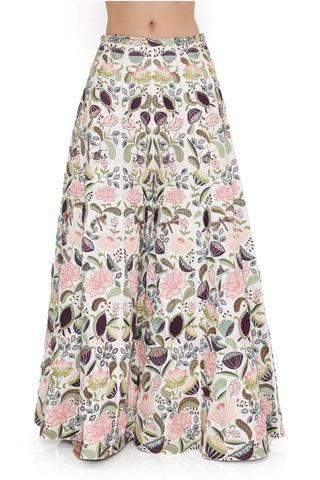 Ivory lotus embroidered choli with sharara and dupatta