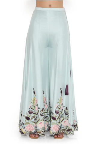 Powder blue embroidered choli with sharara and a dupatta