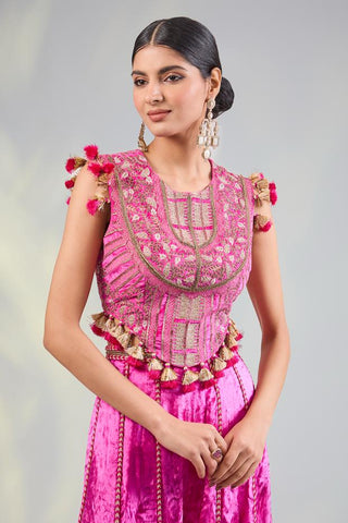 Hot pink choli sharara sets