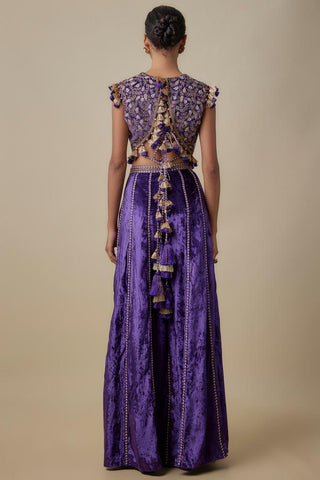 Purple embroidered sharara set