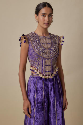 Purple embroidered sharara set