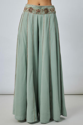 Green embroidered choli sharara sets