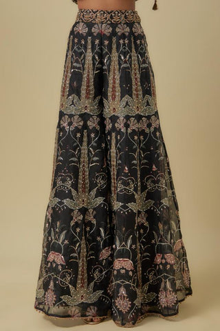 Black off-shoulder corset with sharara