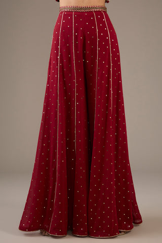 Maroon choli with mukaish sharara