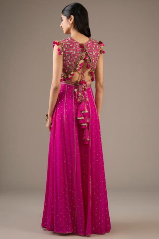Pink choli with mukaish sharara