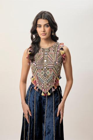 Sharara set for Indian Wedding – Yasmin Navy Blue Embroidered by Payal Singhal
