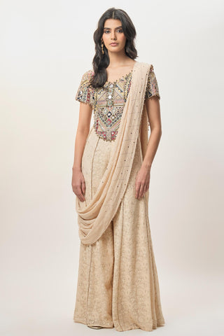 Sharara set for Indian Wedding – Hooria Beige Embroidered by Payal Singhal