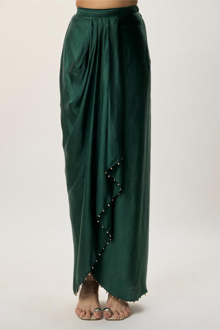 Dhoti set for Contemporary Wear – Sia Emerald Green Embroidered by Payal Singhal