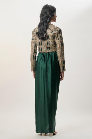 Dhoti set for Contemporary Wear – Sia Emerald Green Embroidered by Payal Singhal