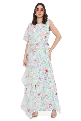 Lavender dream print embroidered kaftan