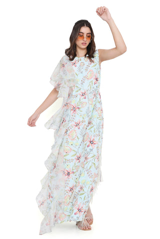 Lavender dream print embroidered kaftan