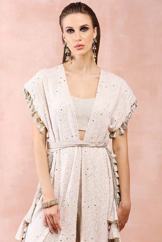 Cream jacket with bustier and pant