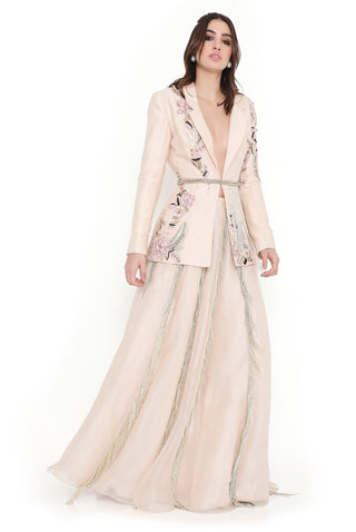 Stone embroidered jacket and lehenga set