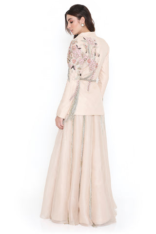 Stone embroidered jacket and lehenga set