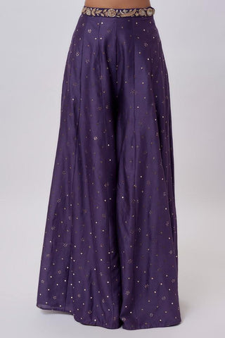 Purple embroidered jacket & sharara set