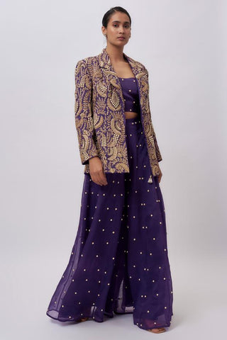 Purple jacket & sharara set