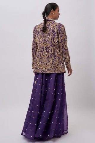Purple jacket & sharara set