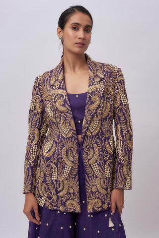 Purple jacket & sharara set